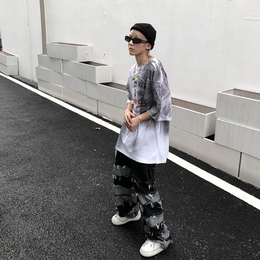 Tassel Pants Men's Fashion Pendant Wide Leg Hip Hop Lazy Wind baggy Jeans Couple's Pants Loose Jeans Men y2k streetwear