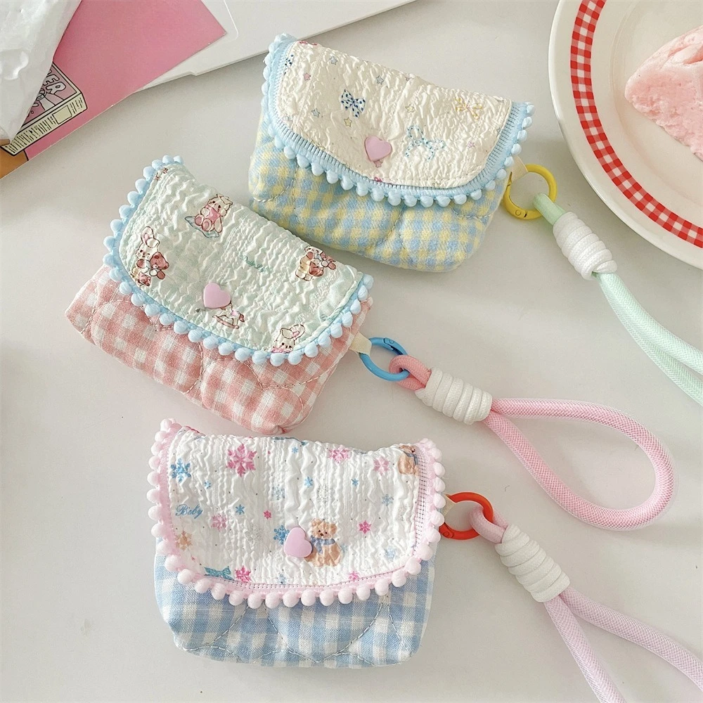 Monedero de dibujos animados lindo, cartera de moda coreana Floral, tarjetero para niñas, bolsa de almacenamiento pequeña
