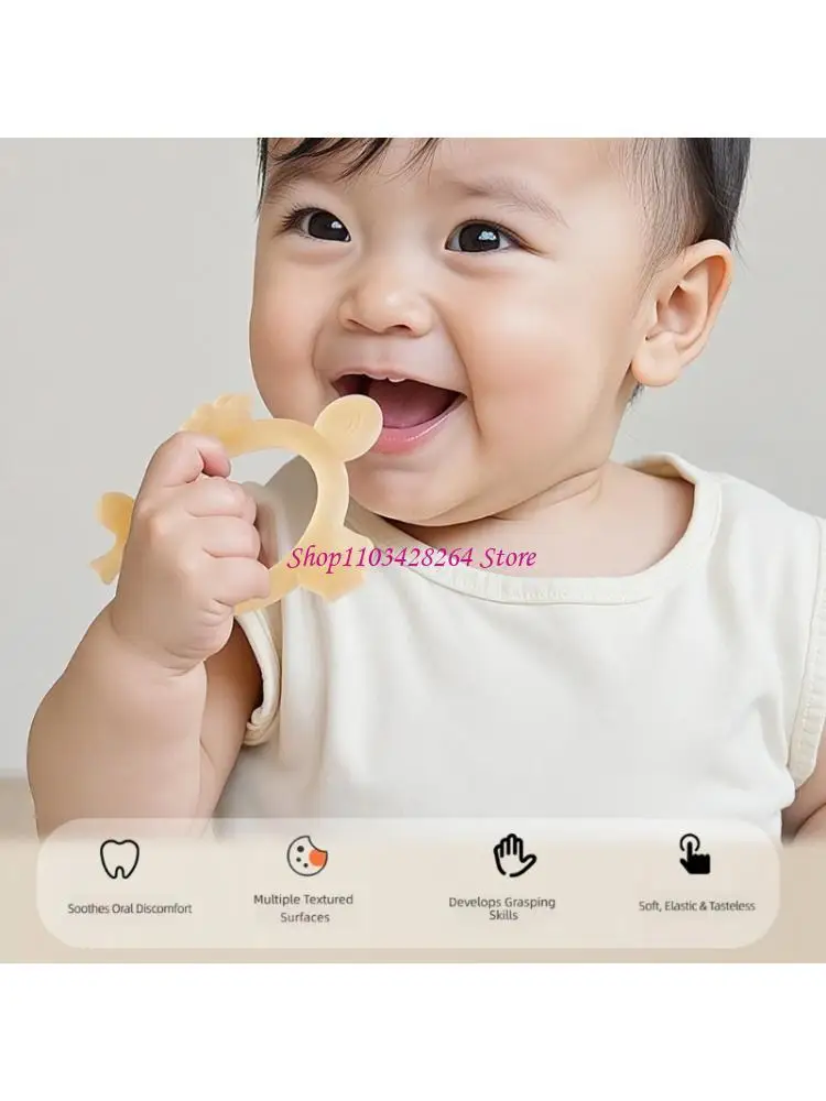 2pcs Wrist Teether for Infants with Textured Silicone Chewing Points, Loop for Easy Grasp in Daily Soothing Use, Light Yellow