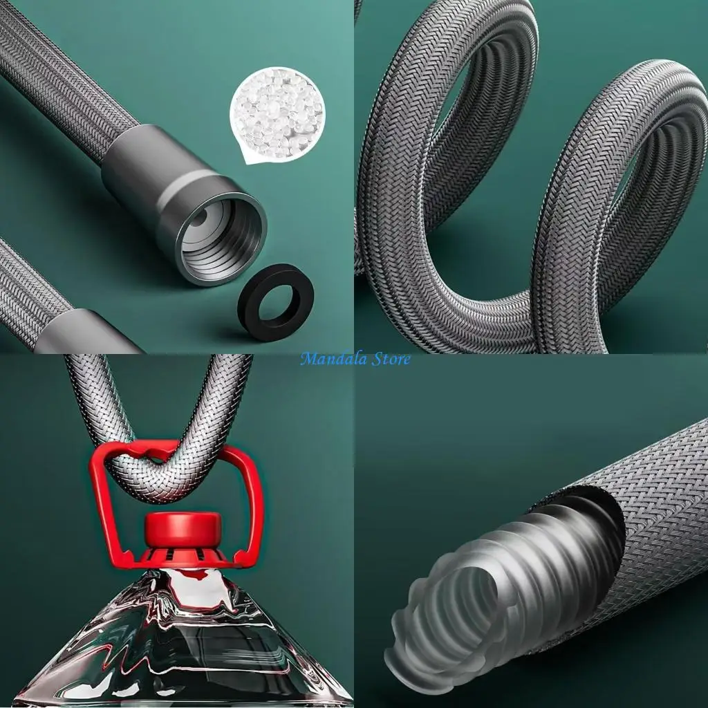 U2JC Heat Resistant Bathroom Shower Hose Flexible Handheld Shower Hose Replacement