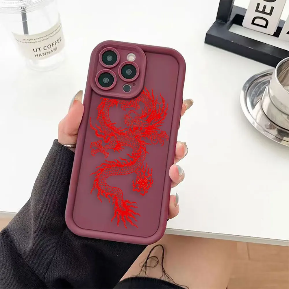 Art Line Dragon Luxtury Phone Case For iPhone Apple 15 14 12 13 11 Pro 8 7 SE Plus X XR XS Max Silicone Case Funda Capa Shell