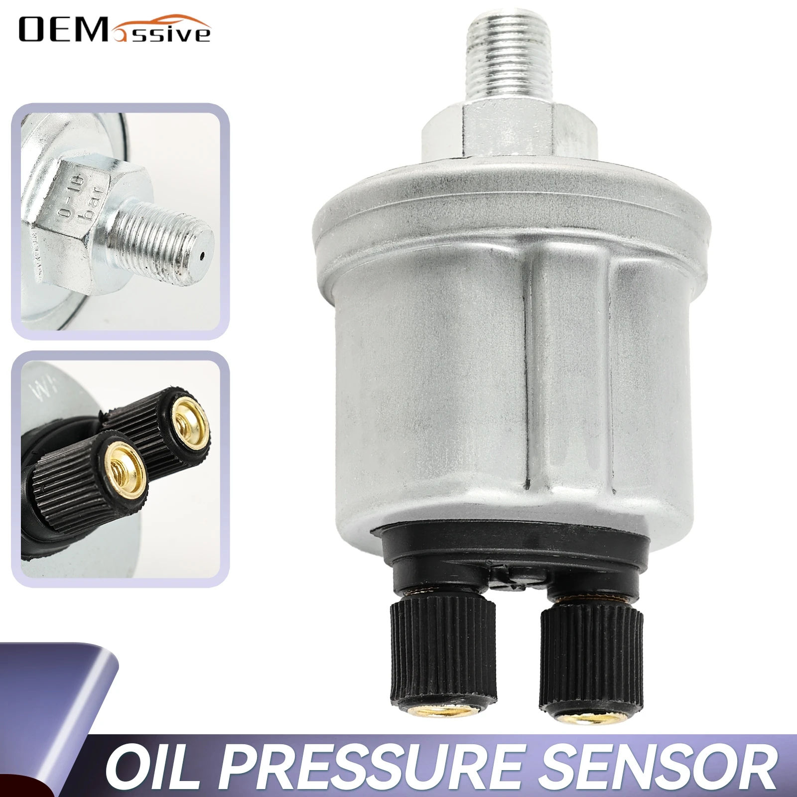 0 To 10 Bars Engine Oil Pressure Sensor 10mm with Measuring Range fit for Car Boat Oil Pressure Gauge Sender M10 & NPT - 1/8 New