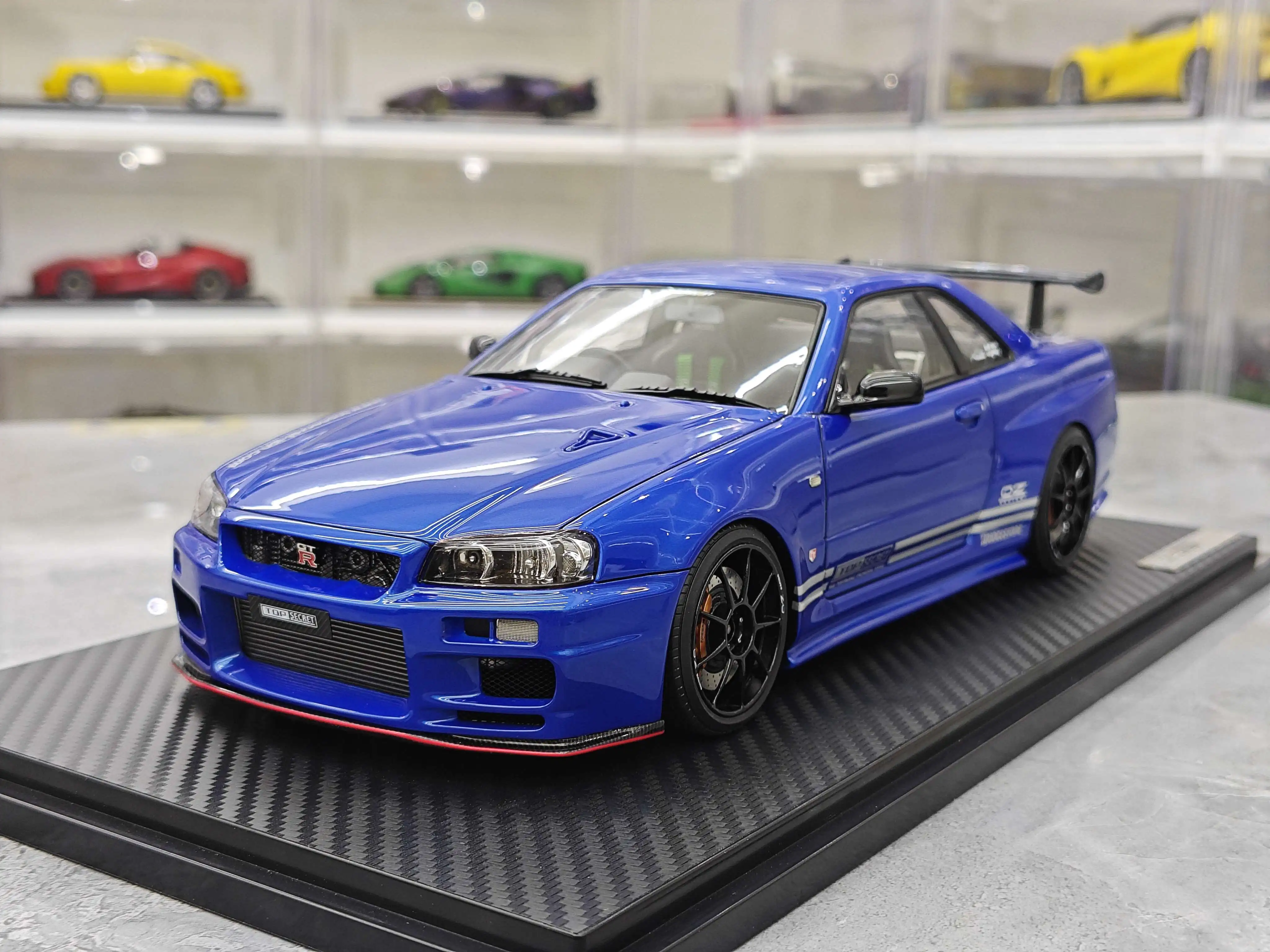 

IG 1:18 GTR BNR R34 TOP SECRET Blue JDM Simulation Limited Edition Resin Metal Static Car Model Toy Gift