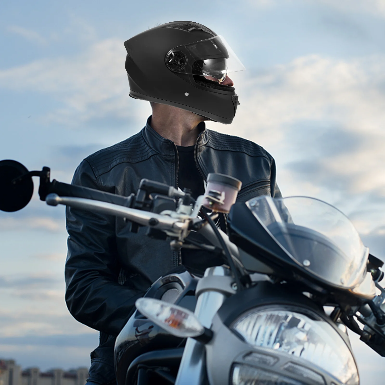 

1Pcs Electric Motorcycle Pc Material Lightweight Shockproof Full Face Motocross Breathable Outdoor Sports Head