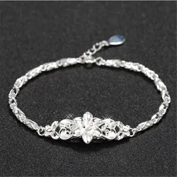 New beautiful flowers chain charms 925 Sterling silver Bracelet for woman fine fashion jewelry Wedding party lady gifts