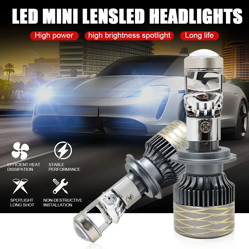 ZTZPIE 6500K Lens LED Car Headlight Bulbs Canbus HB3 HB4 9005 9006 H1 H7 H4 H11 1000W 1000000LM High Brightness Auto Fog Lamp