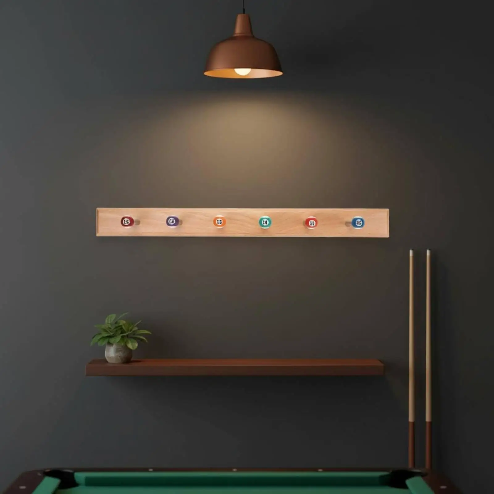 Creative Pool Ball Coat Rack Wall Mounted Wood Steel Hanger Rack for Hats Scarves Bags Keys in Bedroom Closet Entryway
