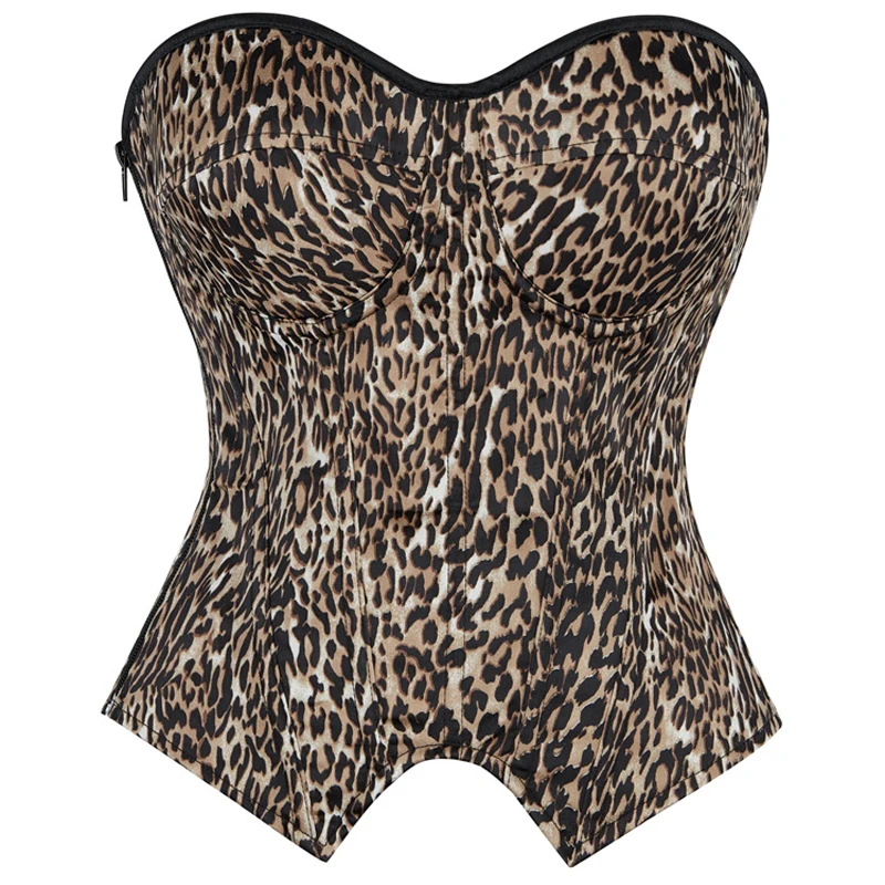 

2025 New Fashion Overbust Corset Tops for Women Lace Up Slimming Fit Leopard Bustiers Body Shaper Sexy Lingerie Korset Gorset