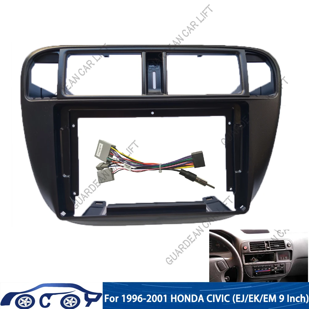 

9 INCH Car Radio Fascia Double Din Frame GPS DVD Bezel Panel Dash Installation Kit For Honda Civic (EJ/EK/EM) 1995-2001 Stereo