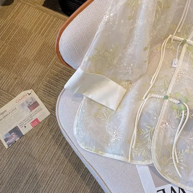 Women's Clothing New Chinese Summer Tang Suit Heavy Work Embroidery Shirt Guo Feng Thin Section Seven-minute Sleeve Top