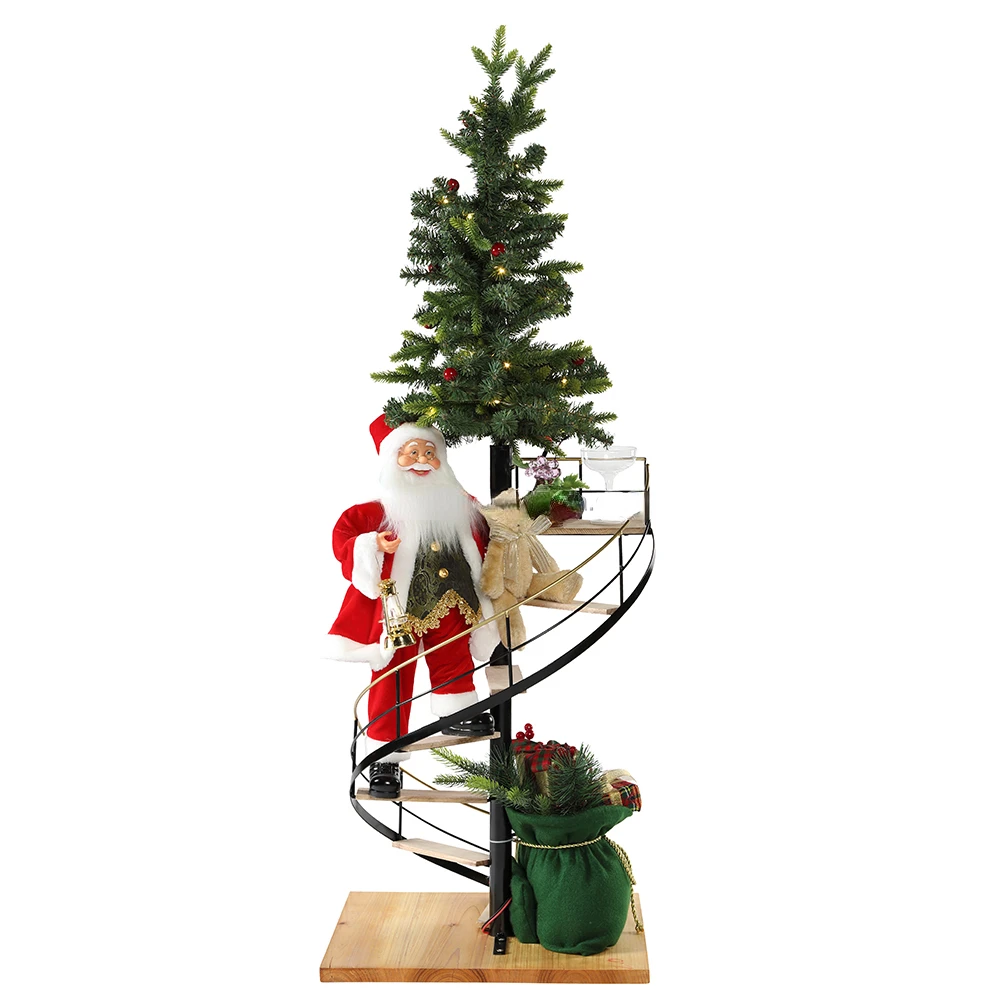 60cm Christmas Stairs Santa Claus with Lighting Music Decoration Decoration Festival Holiday Statue Collection Tradition view 3