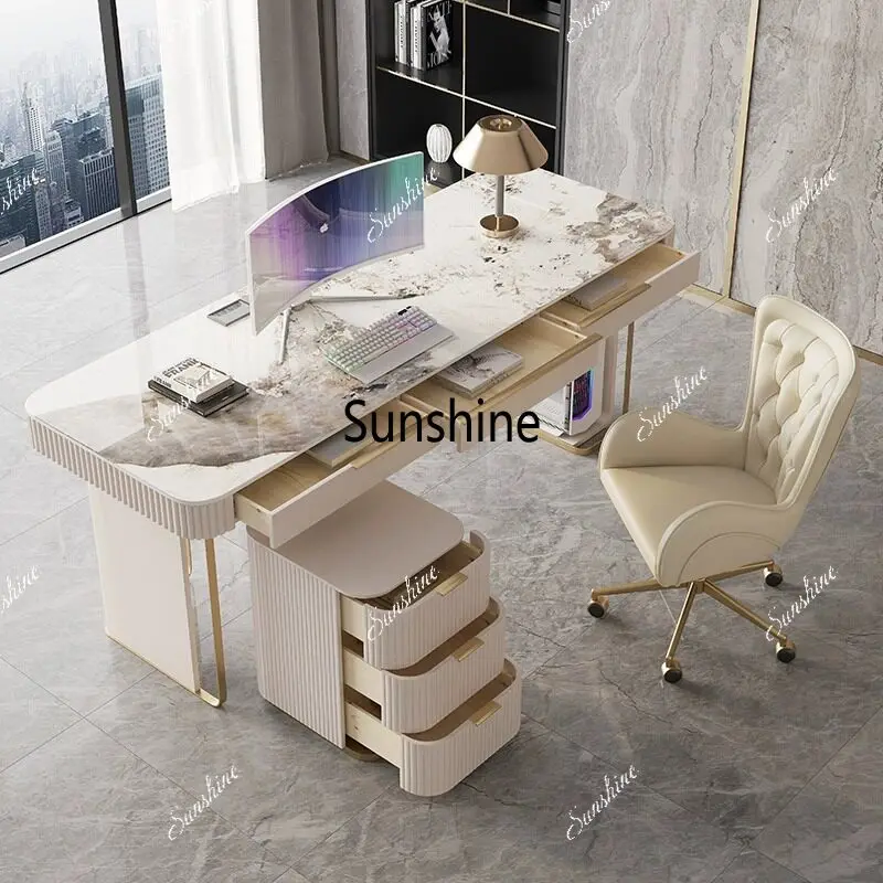 Light luxury household bright countertop small apartment high-end computer desk