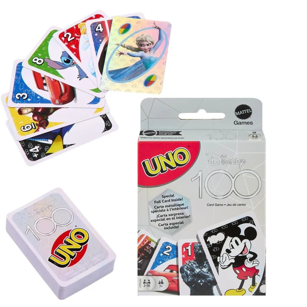 hot UNO Disney 100 Card Game for Kids Featuring Disney Characters Collectible Foil uno No mercy Card