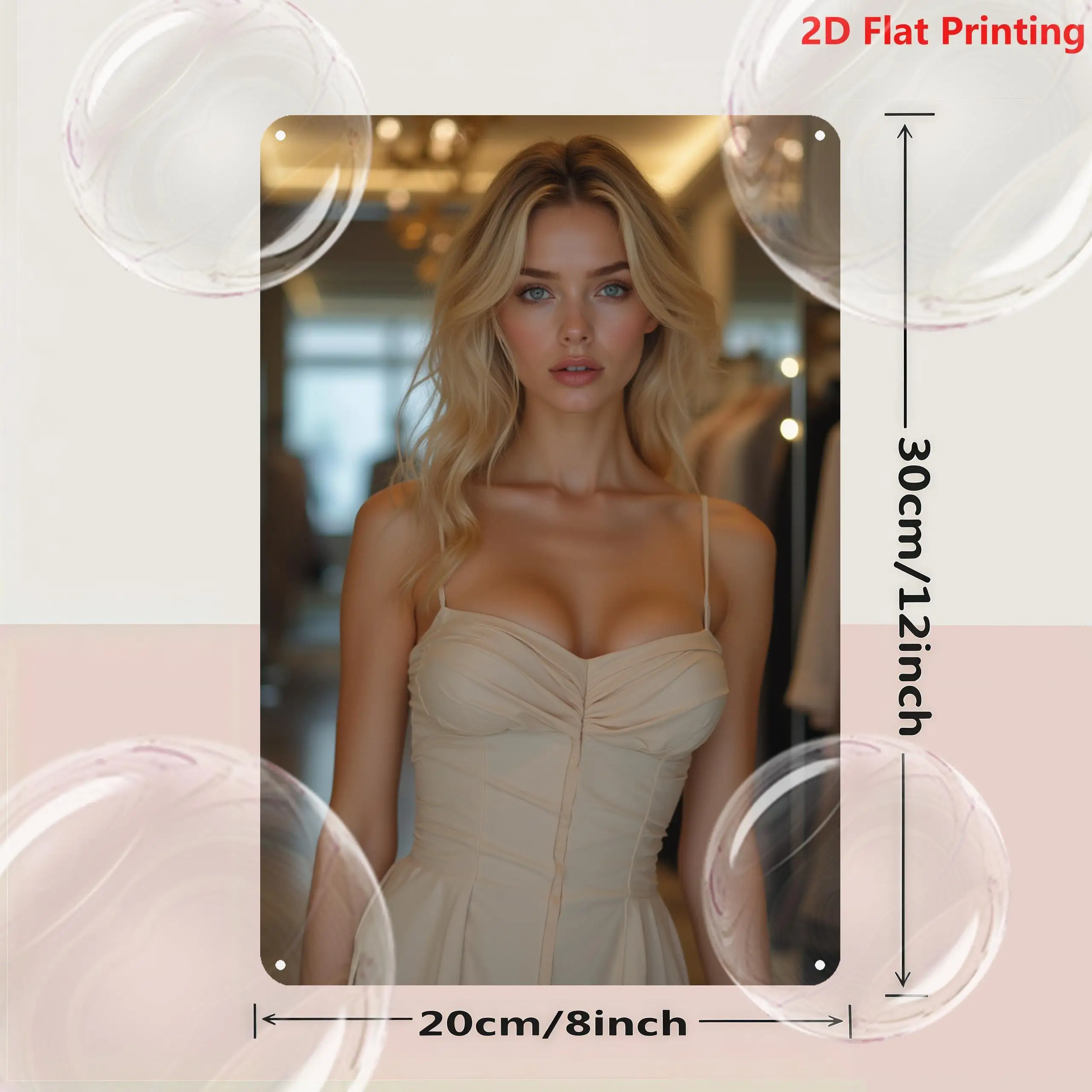 Retro Beauty Metallblechschild 2D Wandkunst, 20x30 Zoll Vintage Eisen Dekor für Bar Cafe Home Office Man Cave Geschenk