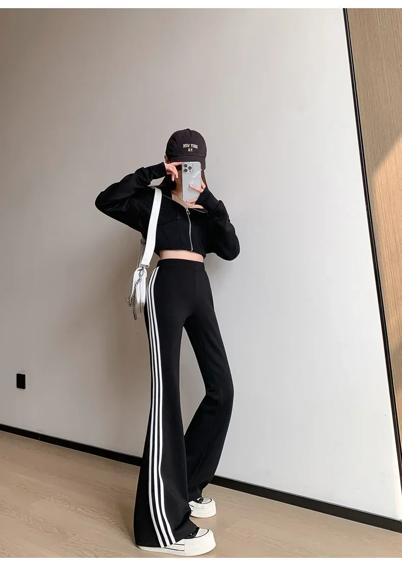 New Spring Summer Women\'s Wide Leg Pants Loose High Waist Casual Trousers Woman Korean Style striped Office Straight Pants