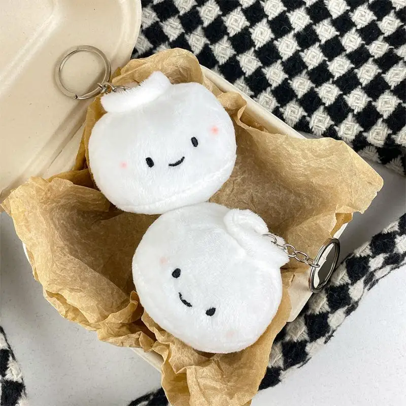 Cute Soft Steamed Bun Plush Keychain Fluffy Chinese Dim Sum Stuffed Doll Pendant for Bag Charm Kids Holiday Gift