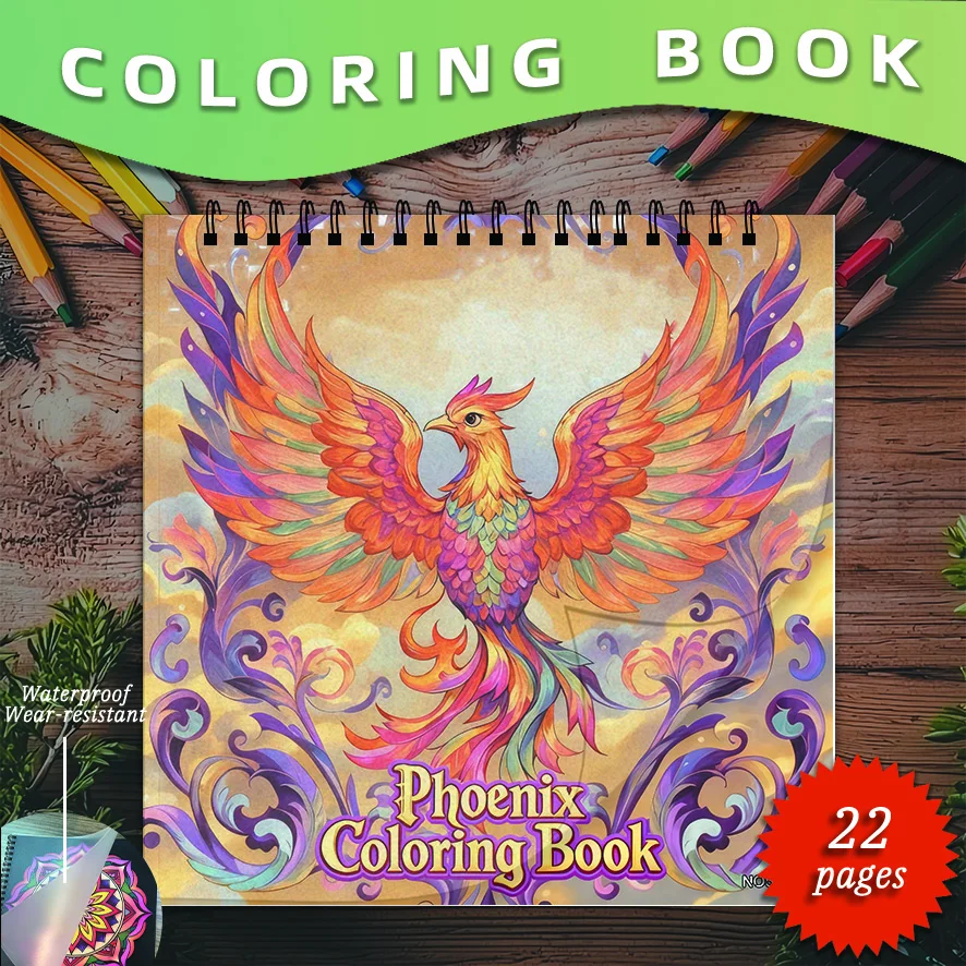 Phoenix Coloring Book - 8.3×11.2 Inches, 22 Pages. Excellent for Mythical Relaxation, Stress