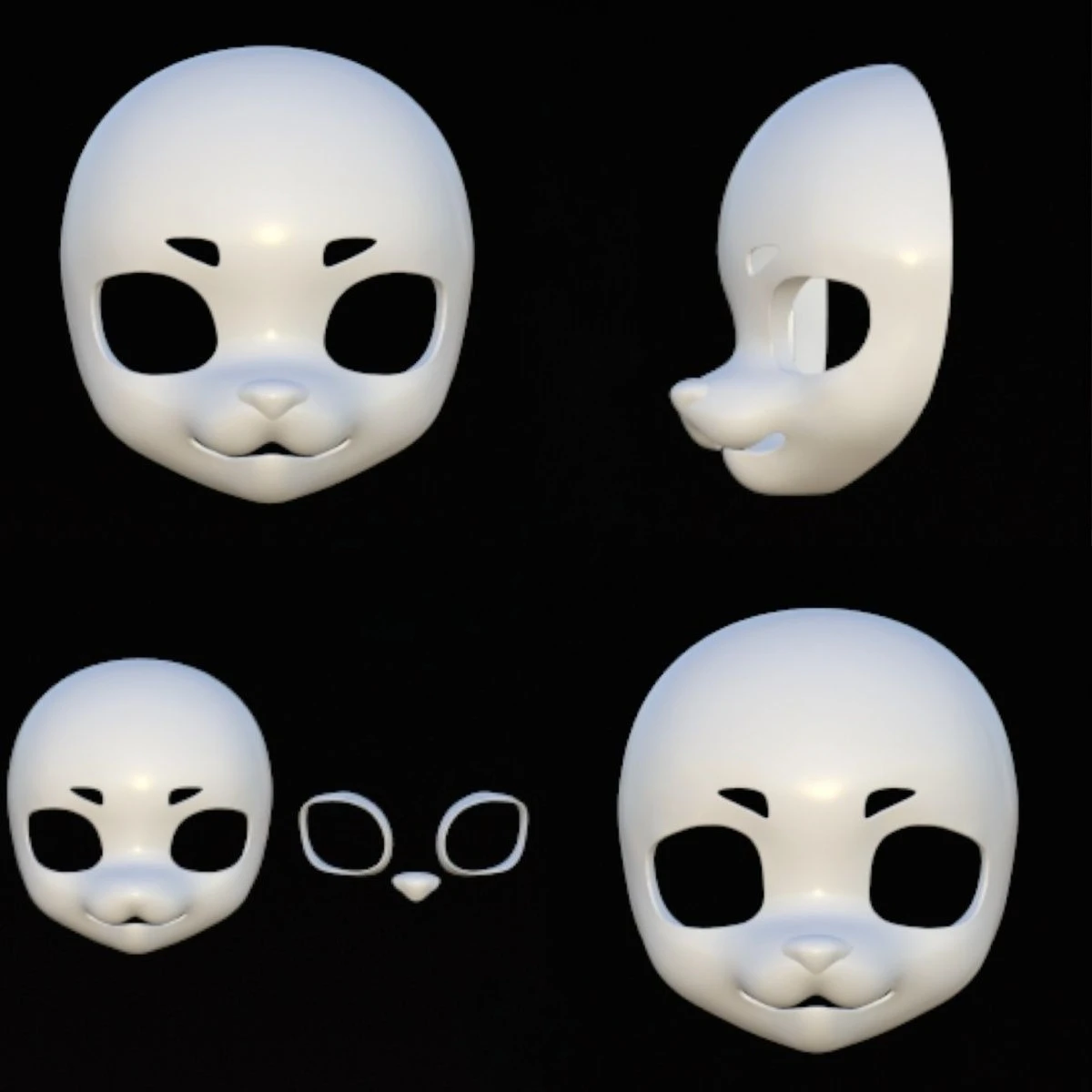 หน้ากากคิกุรุมิ รูปทรงหัวสัตว์ วัสดุ PLA พิมพ์ 3 มิติ พร้อมขนสัตว์ ชุด DIY อุปกรณ์เสริมสำหรับทำหัวกะโหลกผู้ชาย