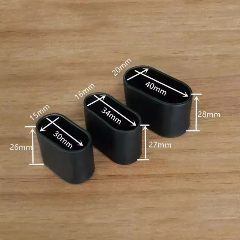  Transparent/Black Oval PVC Soft Rubber Oval Chair Foot Cover Furniture Table Feet Floor Protectors Feet Pads 15x30mm~25x50mm