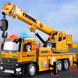 1/18 Metal Diecast Engineering Vehicles Model Toys Rubber Tires with Light＆Sound Large Crane Models for Children Education Toy