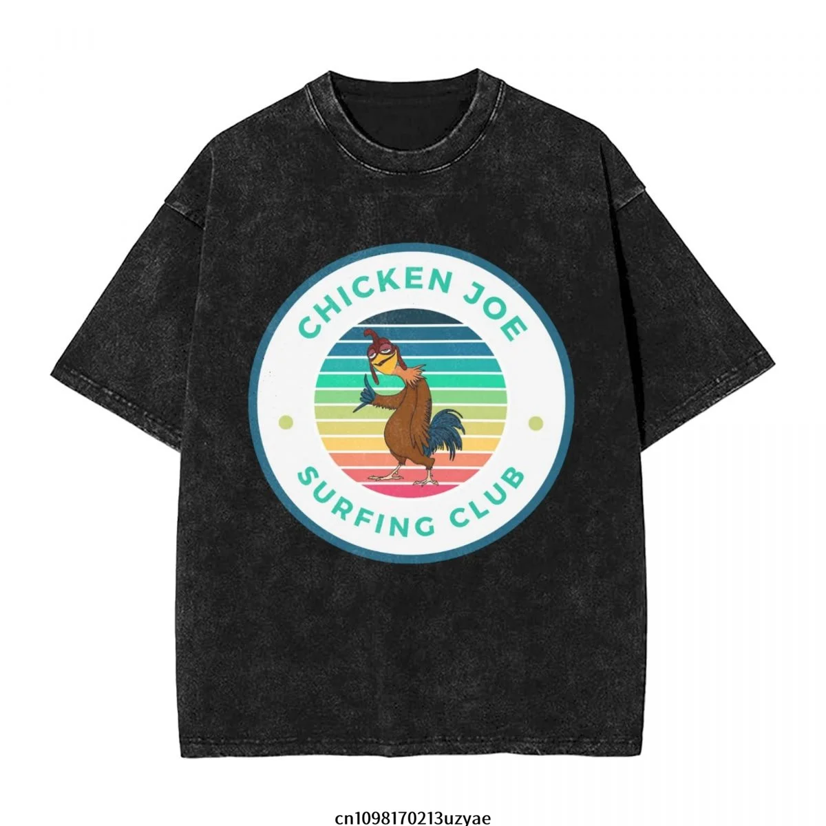 

Chicken Joe Surfing Men's Vintage Cotton Short Sleeve T-Shirt Summer Hip Hop Tee shirt