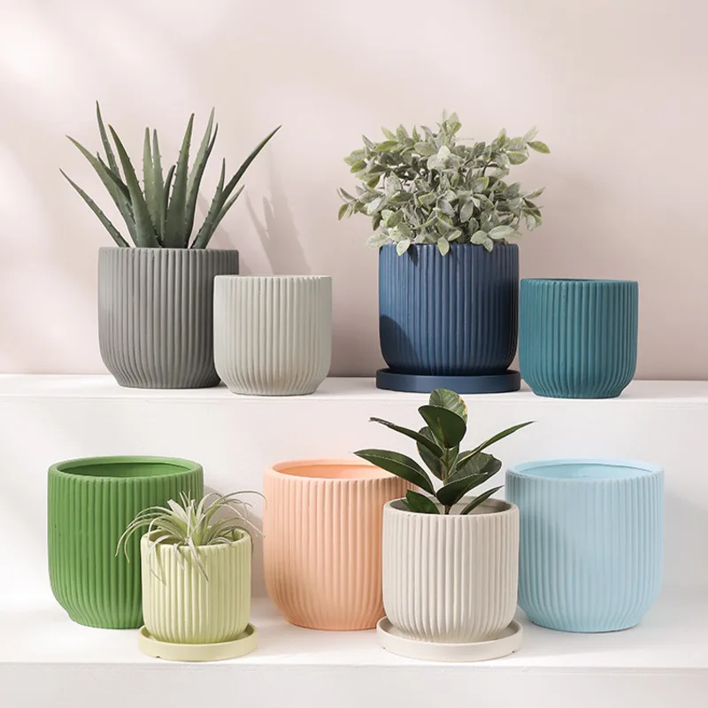 Stile nordico Ins vaso da fiori in ceramica moda semplice vasi da interno per fiori Lvluo telaio vassoio Bonsai