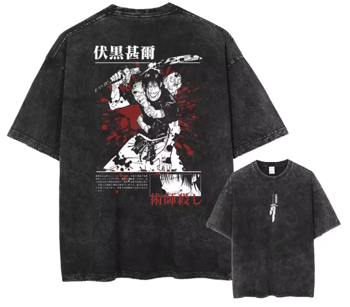 2026 Anime Jujutsu Kaisen Fushiguro Toji Printed T-shirt Men's and Women's Washed T-shirt High Quality Vintage T-shirt Tops