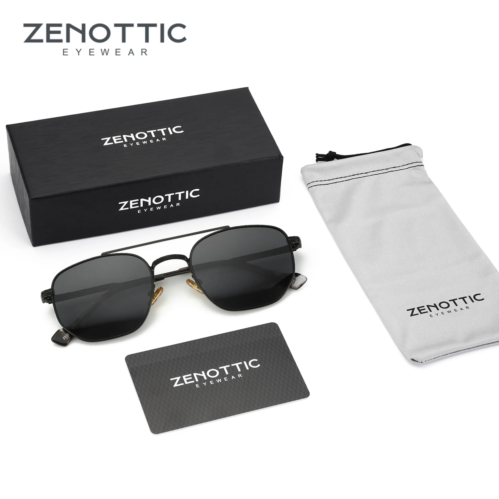 ZENOTTIC Fashion Hexagon Pilot Polarized Sunglasses for Men & Women - Vintage Fashion Double Bridge Metal UV400 Protection Shade