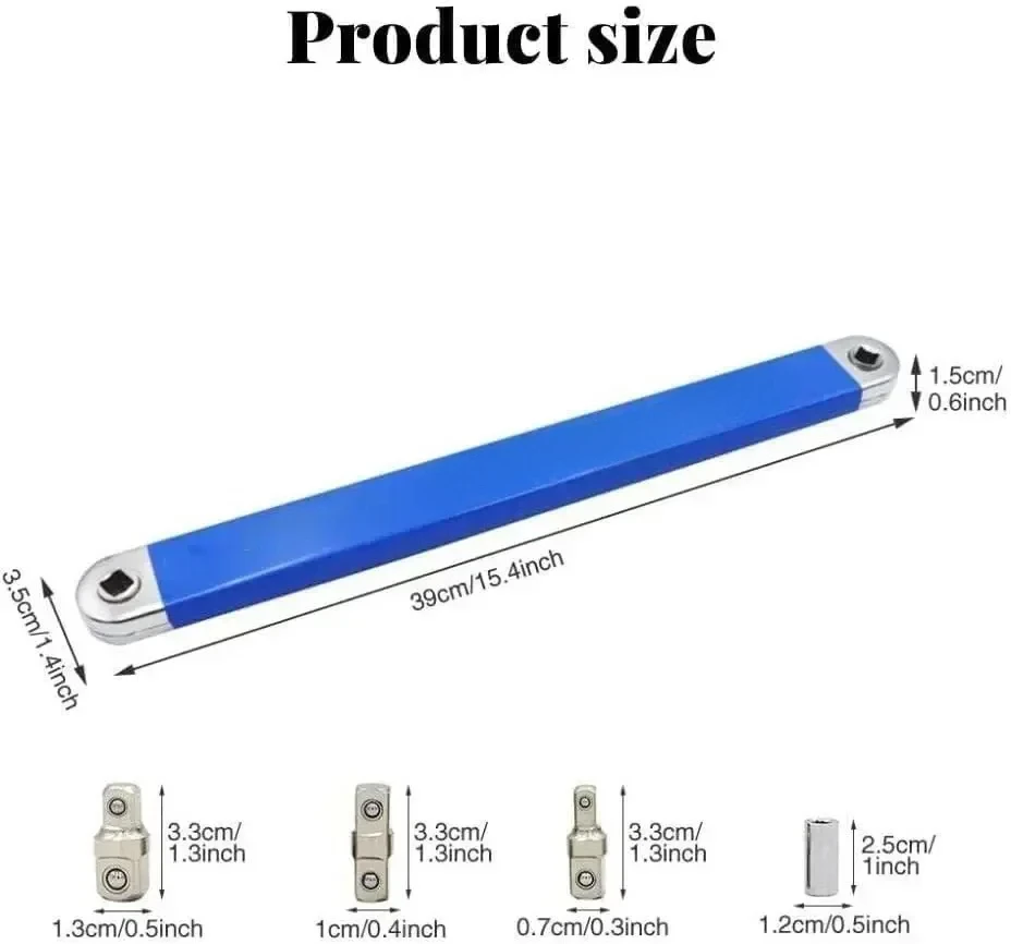 6Sets Professional Zero Offset Extension Wrenc Tight Spaces Extension Tool 1/2 in 1/4 in. 3/8 in Auto Repair Tool Home Tool Set