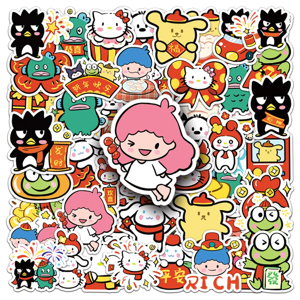 

10/30/50pcs Mixed Cute Sanrio Stickers Aesthetic Cinnamoroll HelloKitty Kuromi Decals DIY Phone Luggage Laptop Guitar Sticker