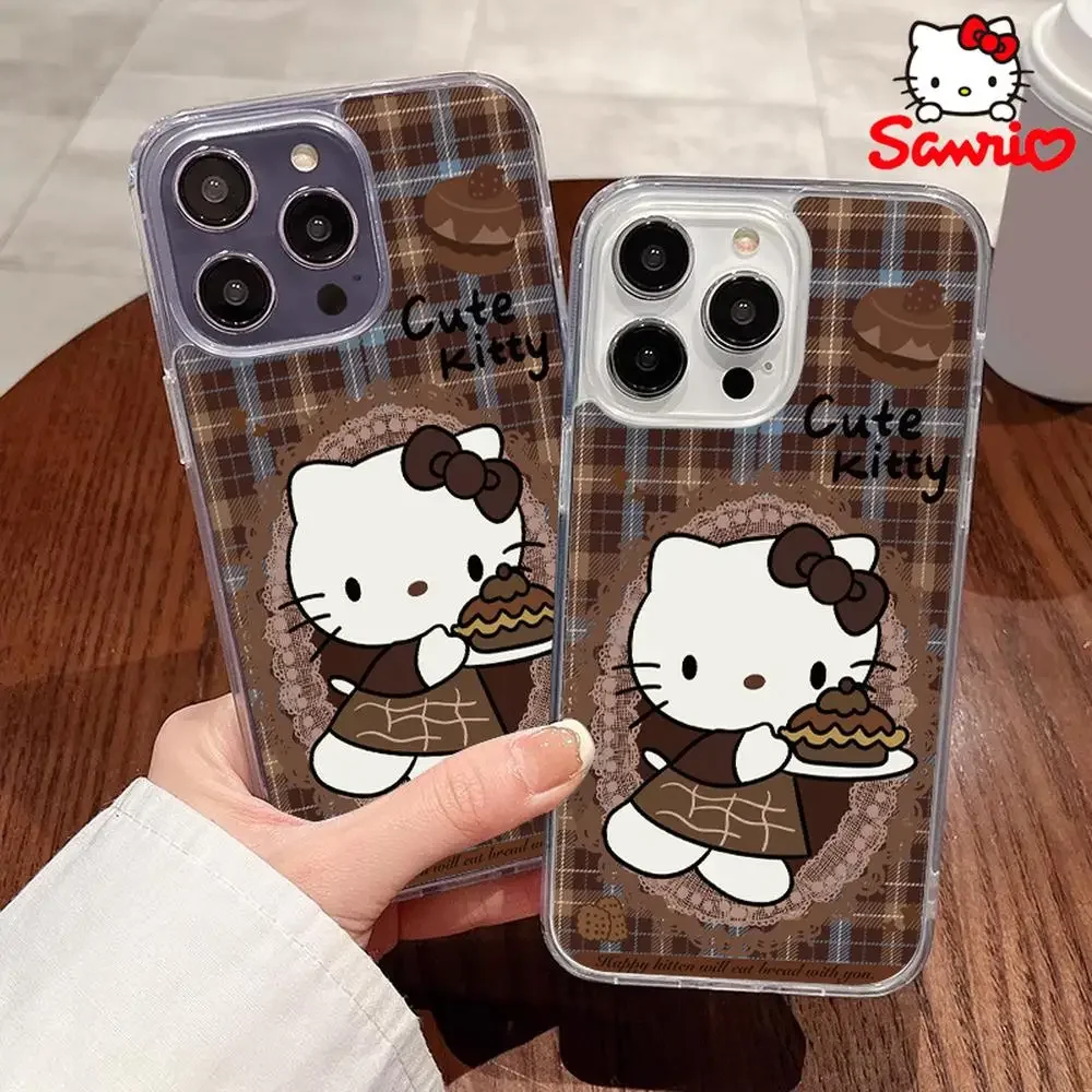 حافظة هاتف كيتي كات آيفون 16/15/14/13/12/11/x/xs/xs ماكس امرأة آيفون 13 حافظة هالو كيتي أنيمي ملحق 2025 جديد