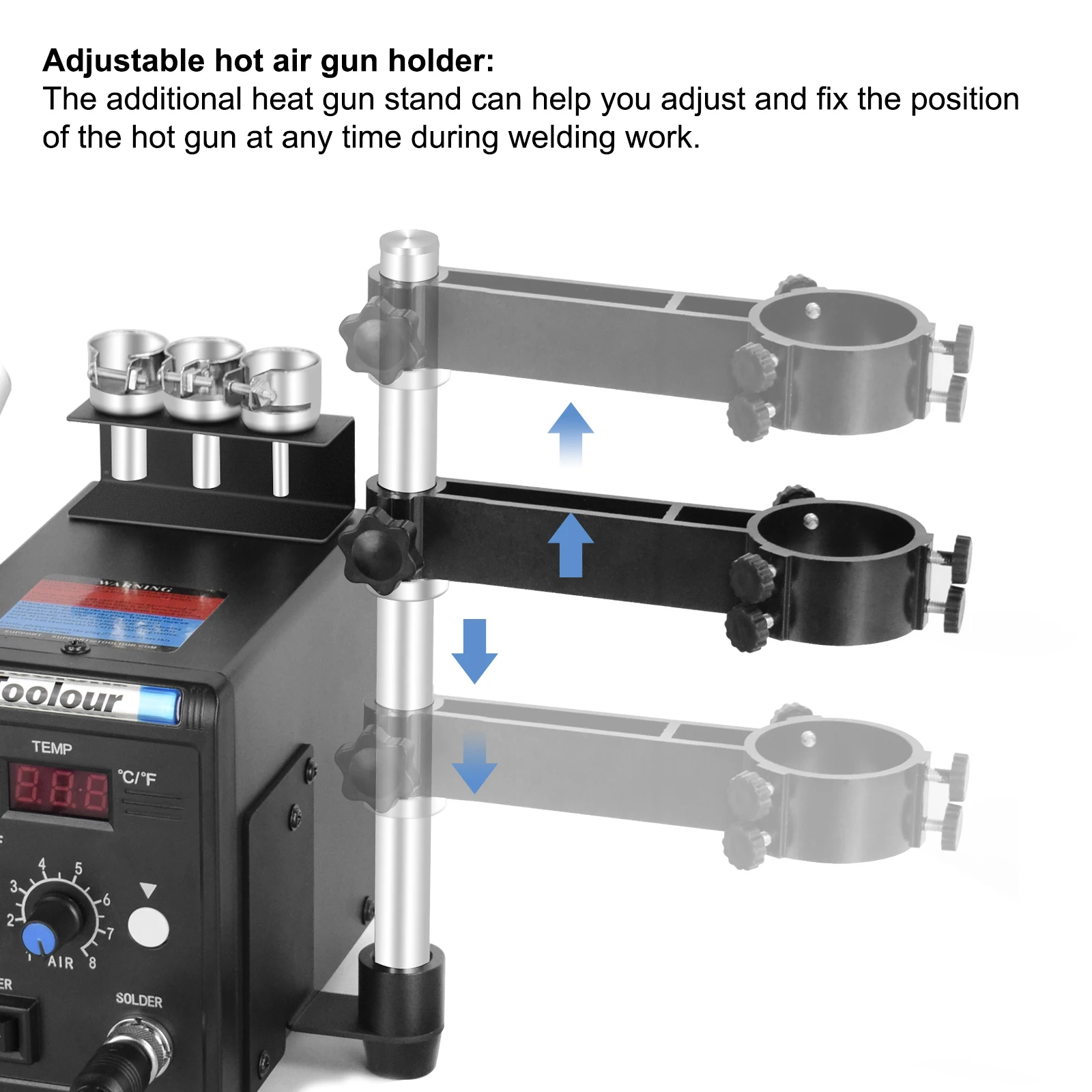 NEWACALOX 858D Digital Hot Air SMD Soldering Rework Station with Quick-Change Nozzle System 100-500℃ Adjustable Temperature