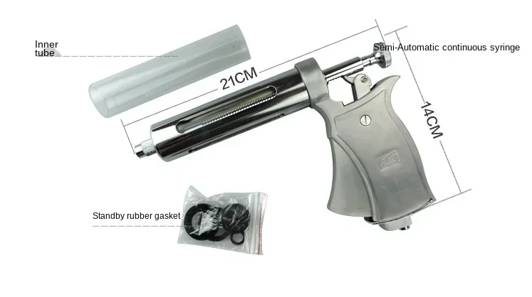 A Fine 50ml Semi-automatic Adjustable Continuous Syringe 1-5ml Adjustable Continuous Syringe For Pigs, Cattle, Sheep And Animals