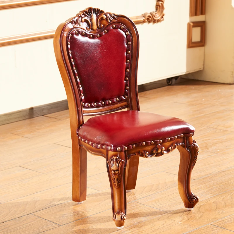 European Children Chairs for Kitchen Armchair with Full Solid Wood Layer Cowhide Leather Shoe Changing Leisure Chair 의자 Sillon