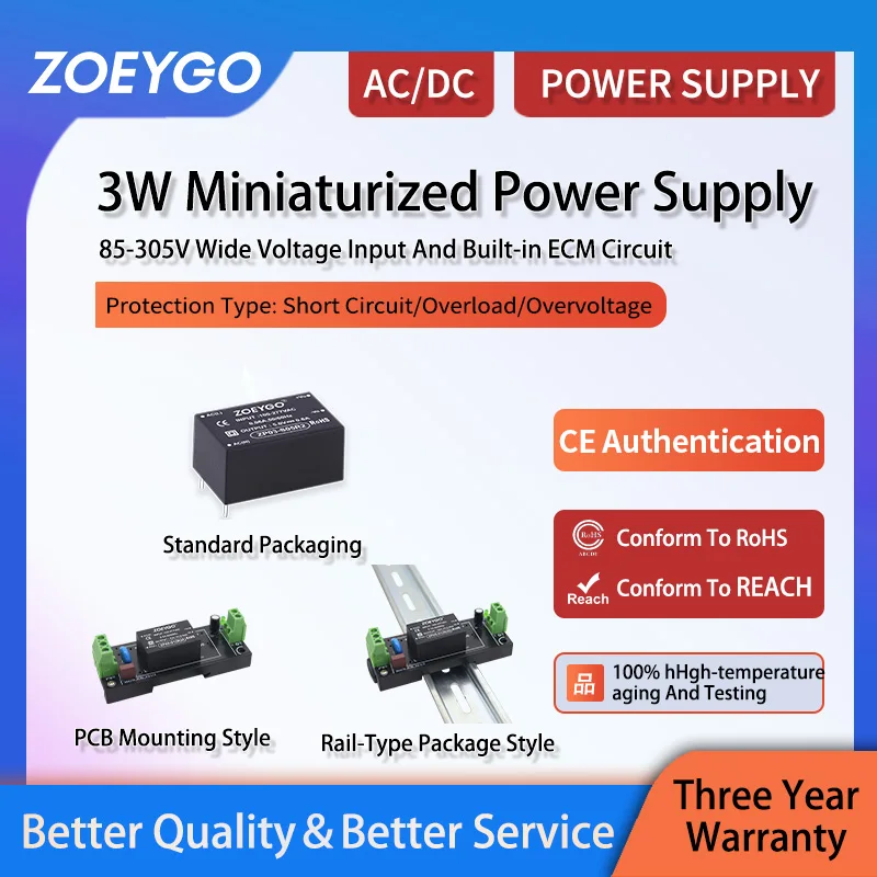 ZOEYGO ZP03R2 3W AC-DC 220V to 5V/3V/12V/9V/15V/24V Mini Power Supply Module Intelligent Household Switch Isolation power module