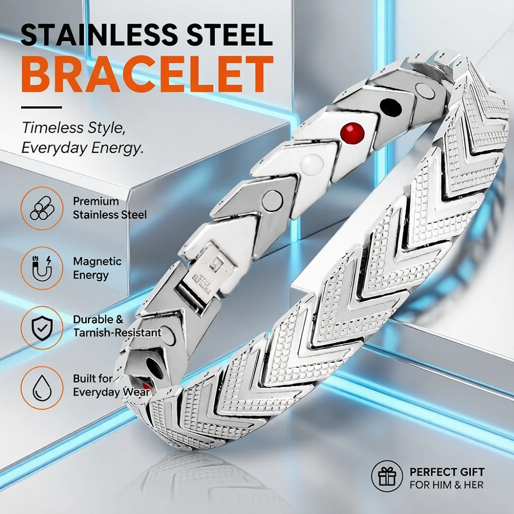 Arrow Magnetic Therapy Health Bracelet Alloy Waterproof Fashion Jewelry for Men Women Relieve Stress Energy Balance