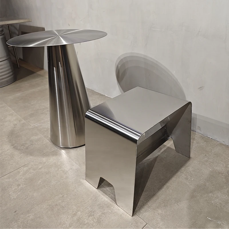 Stainless Steel Round Coffee Table for Milk Tea Shop Commercial Furniture Luxury Designer Side Table Creative Home Dining Stool