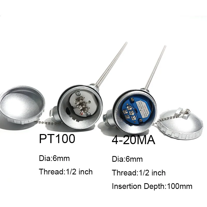 1PC High Temperature Controllers Compatible RTD PT100 Temperature Sensor Probe 1/2 Inch For Controller