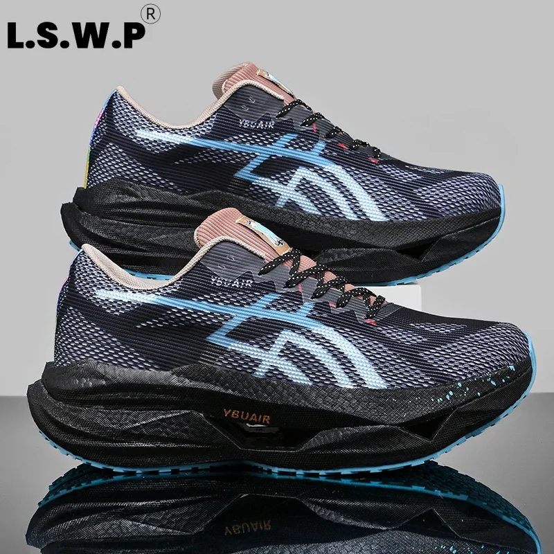 Men's Casual Sports Shoes, Men's Marathon Carbon Plate Racing Running Shoes, Lightweight Mesh Breathable Sports Shoes, High-Elastic Shock-Absorbing, Non-Slip, Wear-Resistant, Professional Long-Distance Running Training Outdoor Fitness Men's Sports Running Shoes