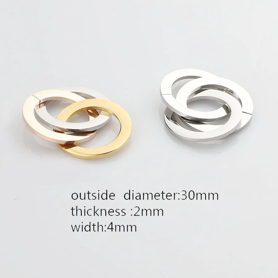 Rumnvnty 1pc Three In One Circle Pendant Stainless Steel DIY Necklace Jewelry Accessories 30mm