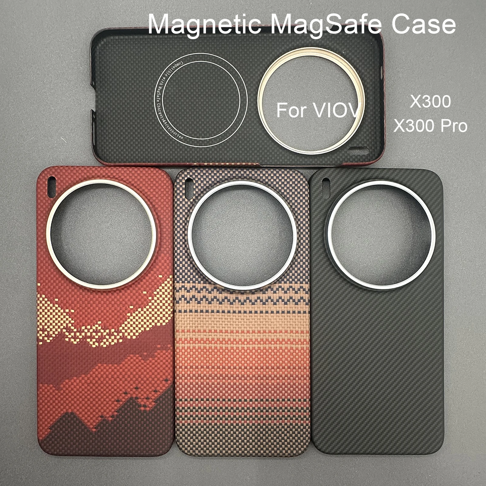 Funda magnética MagSafe para vivo x300/vivo x300 pro Kevlar aramida funda de fibra de carbono delgada y ligera cubierta de fibra de aramida negra delgada