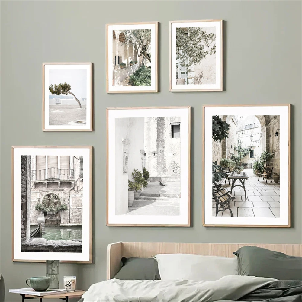 Italy Puglia Architecture Olive Tree Green Leaves Wall Art Posters Canvas Painting Nordic Print Wall Pictures Living Room Decor
