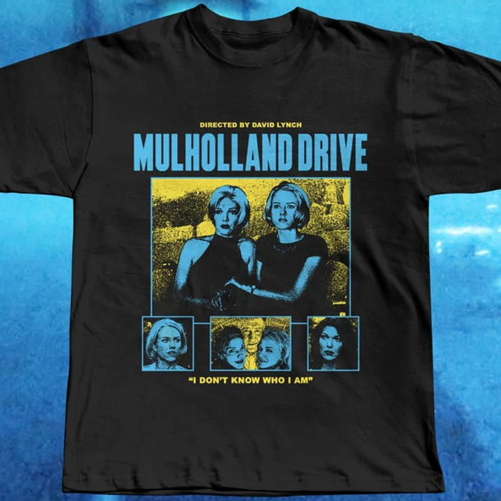 Mulholland Drive T-Shirt David Lynch 2001 Neo-Noir Naomi Watts Laura Harring Criterion Film Season Men's T-Shirt Black Tee