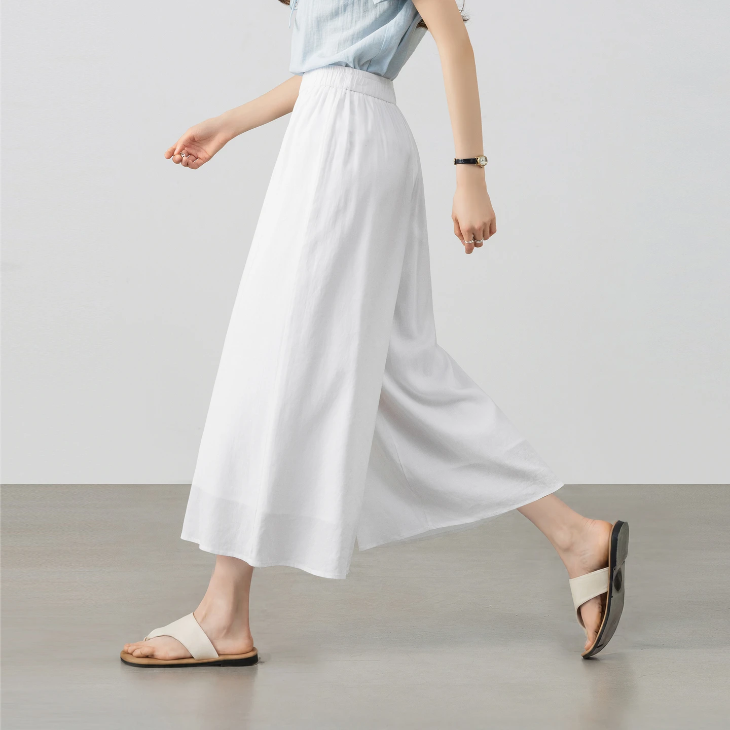 SENTUBILA Linen Blend Baggy Pants for Women 2026 Summer New Loose Elastic Waist Draped Cropped Trousers Woman Clothing 162KD5786