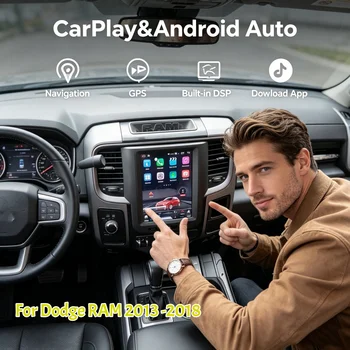 Radio samochodowe z nawigacją GPS Android do Dodge RAM 2013-2018, odbiornik stereo, odtwarzacz multimedialny.