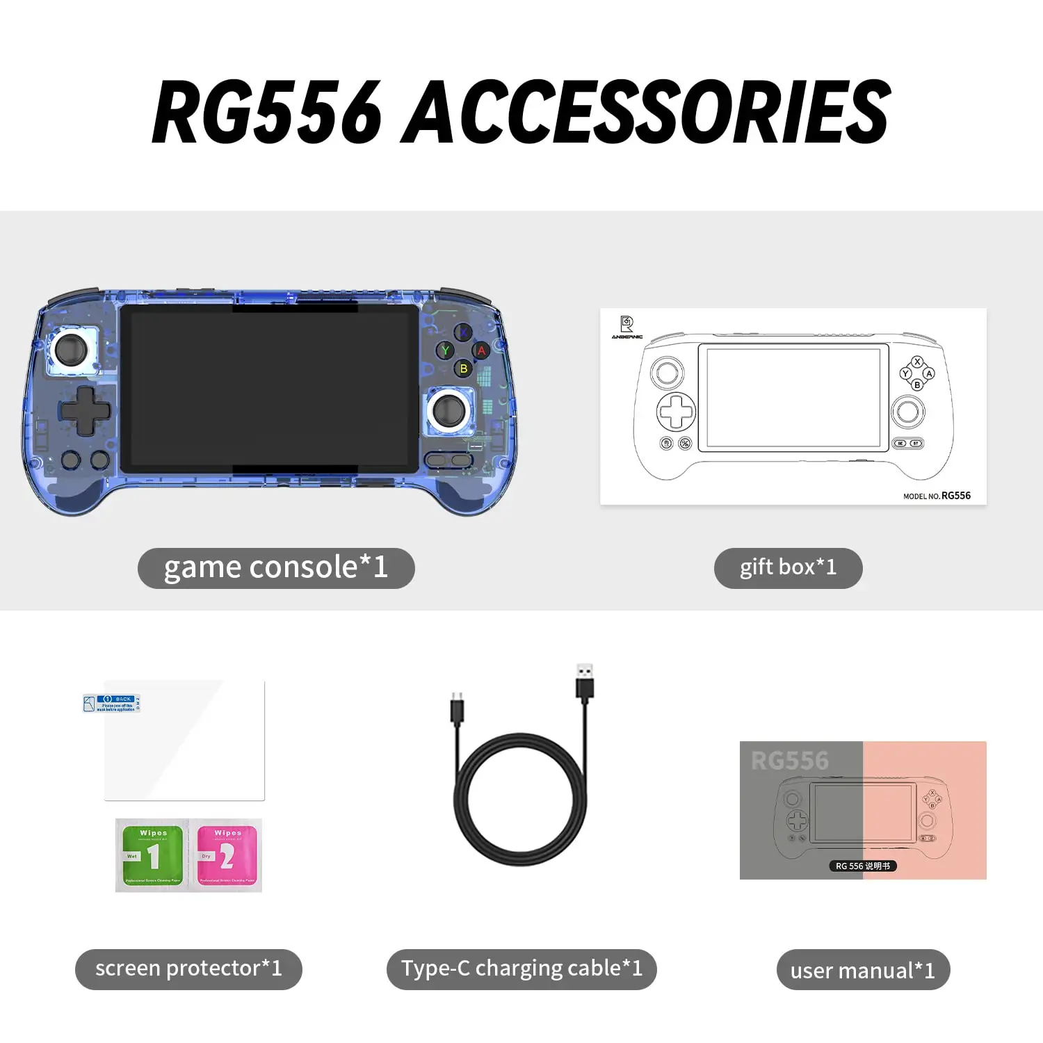 NEW ANBERNIC RG556 Oled open source game player Android 13 System 5.48 inch Six-Axis Gyroscope Sensor Handheld Game Console.