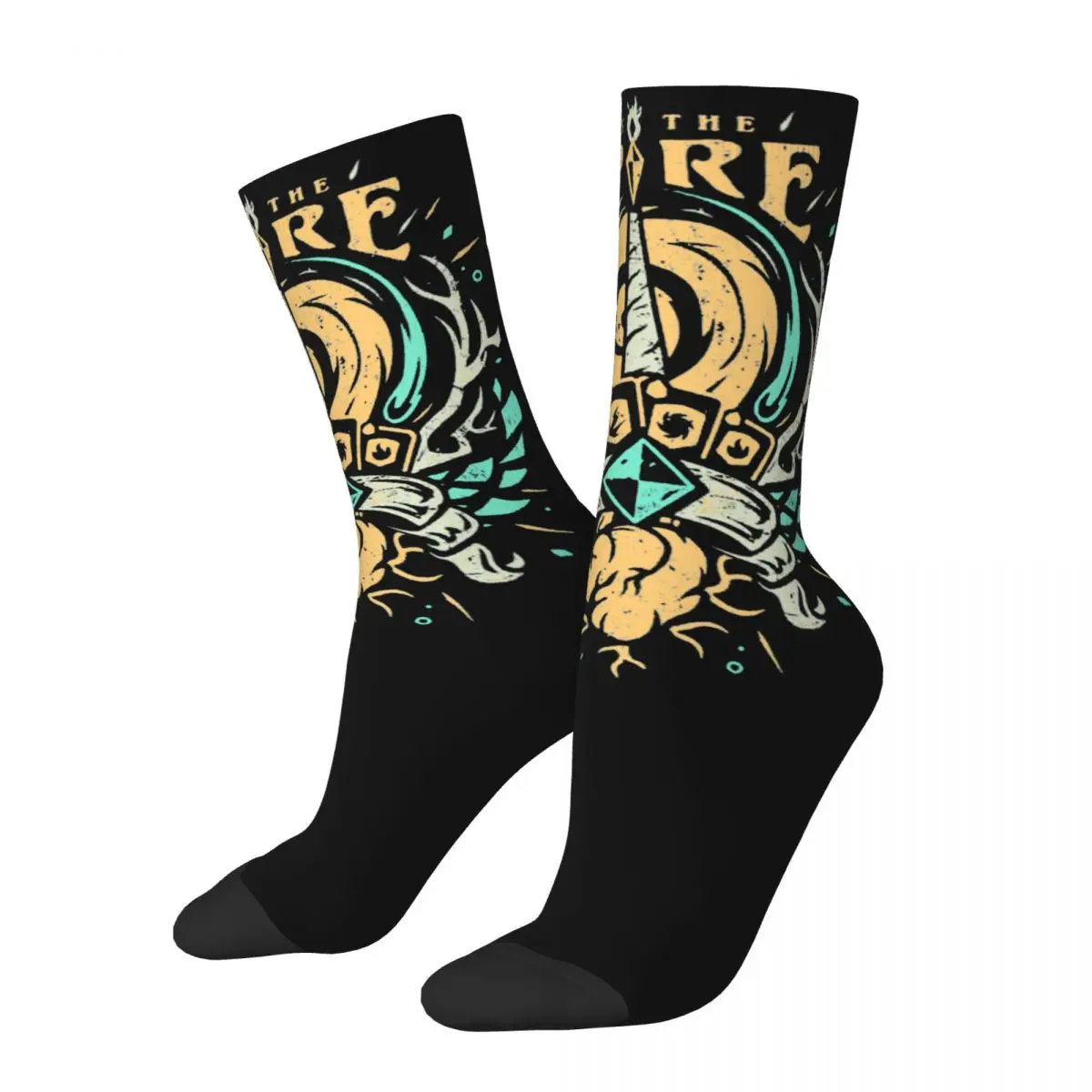 Funny Crazy Sock for Men Icon Harajuku Slay the Spire Card and Strategy Adventure Games Seamless Pattern Printed Boys Crew Sock