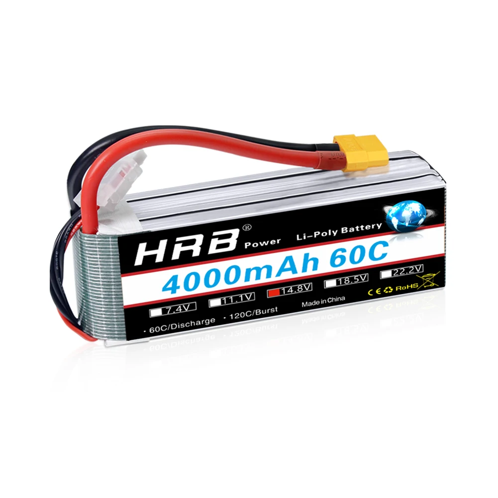 1/2pcs HRB 14.8V 4000mah RC Batterij 4S Lipo Batterij 60C Met XT60 connector voor RC Auto Vrachtwagen Monster RC Vliegtuig Drone Boot