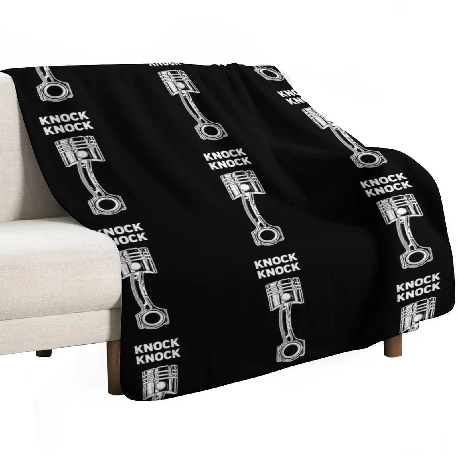 Knock Knock... Broken Piston! Funny Mechanic Gift, Car Guy Gift, Car Lover, Car Fan, Enthusiast, Gift for Boyf Throw Blanket