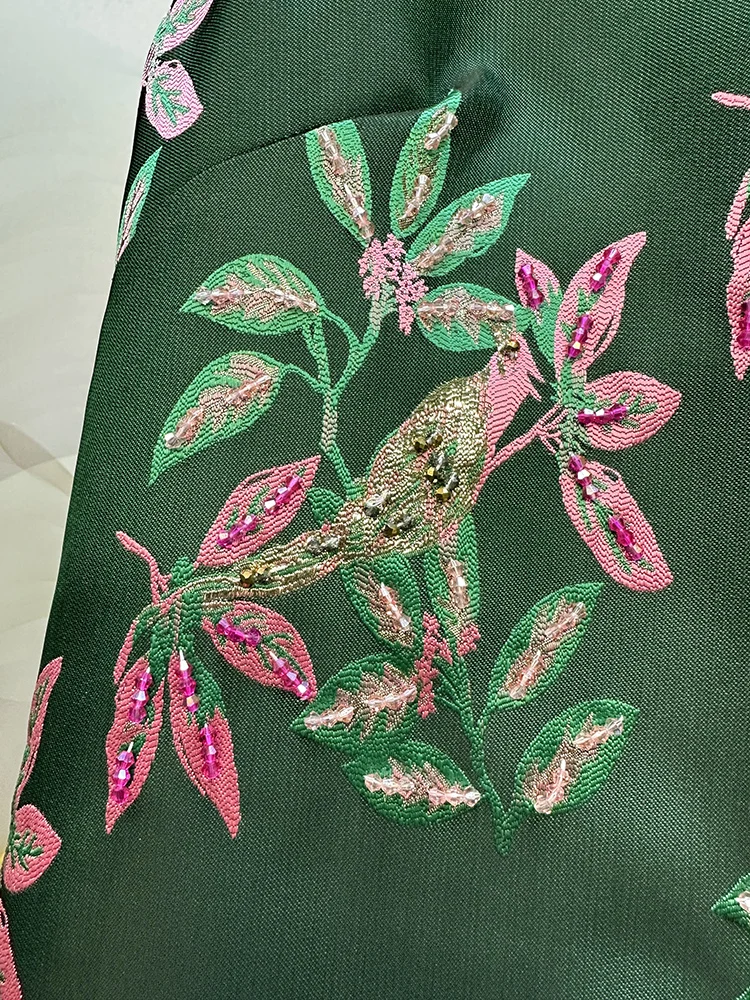 High-end Elegant Socialite Heavy Industry Bead Embroidered Dress Round Neck Sleeveless High Waist A-line Short Party Dress Women